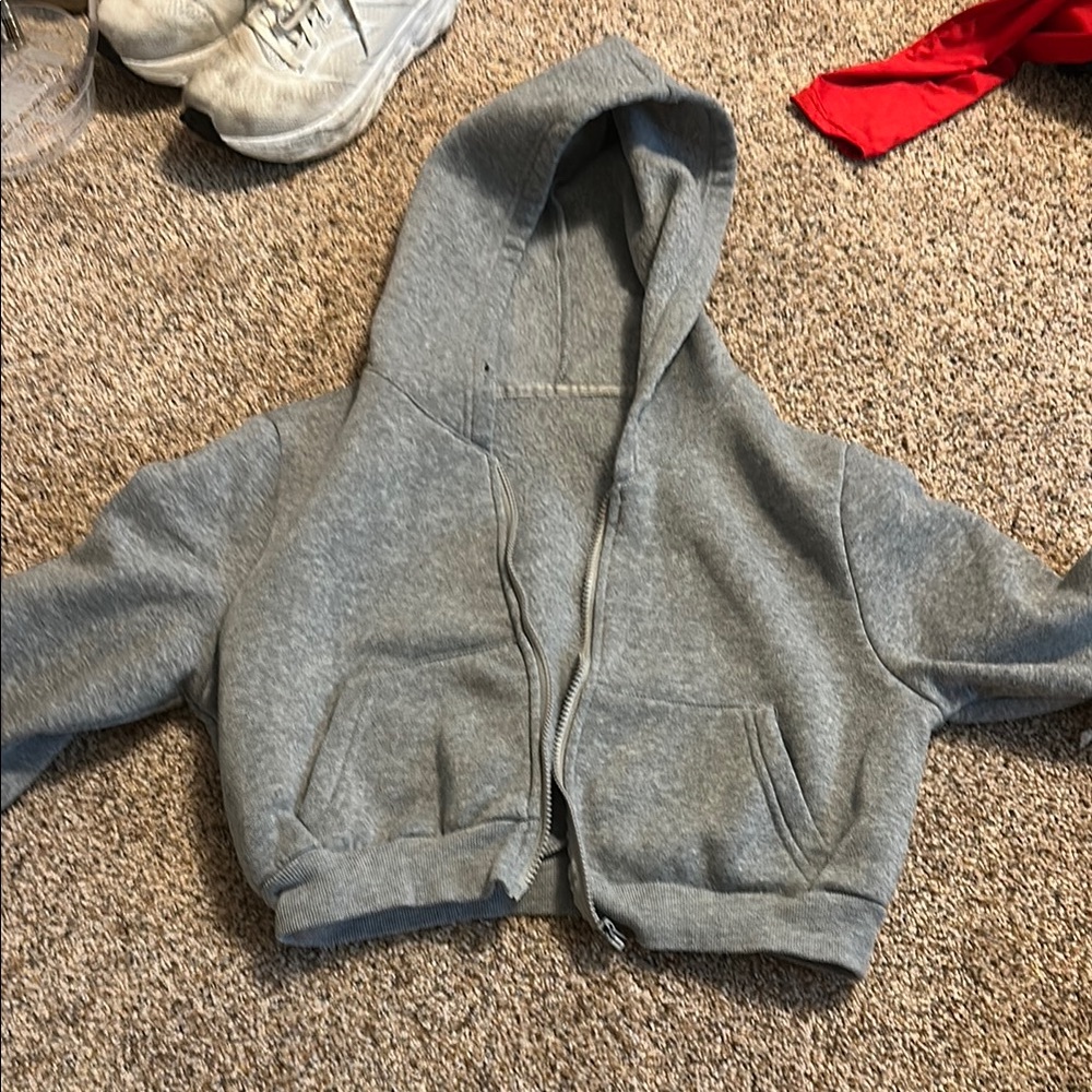 SHEIN Gray Hooded Sweatshirt Jacket